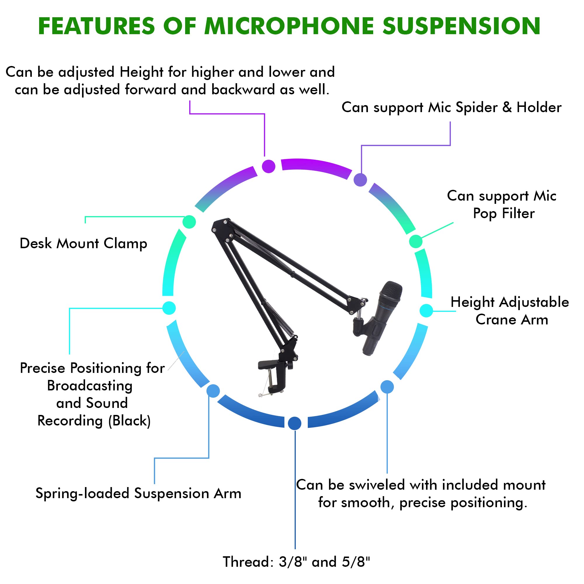 Brazo de micrófono premium Technical Pro con montaje en - Imagen 3