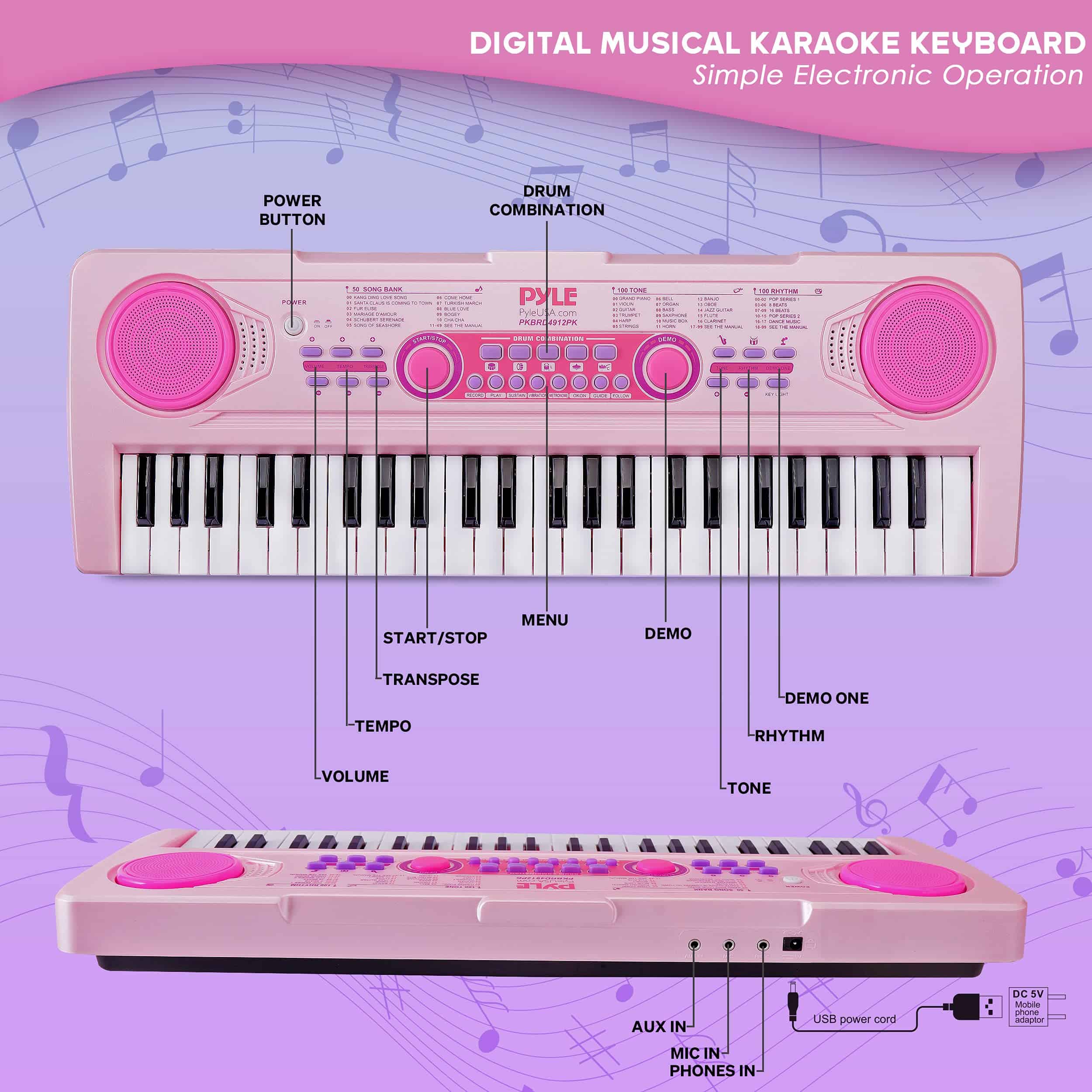 Teclado Piano Eléctrico de Pyle 49 Teclas - Piano Musical - Imagen 3