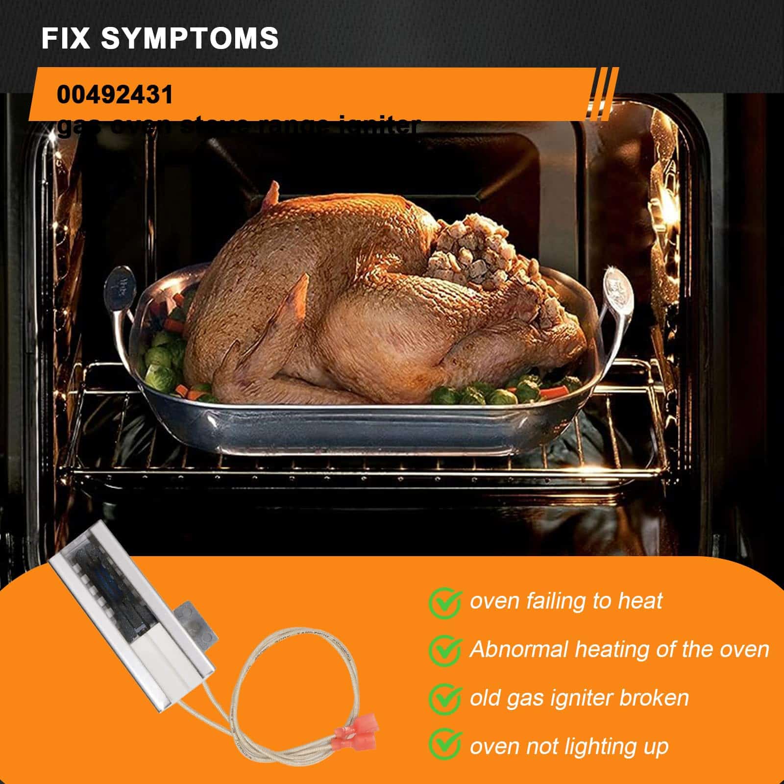 Upgraded 00492431 Ignitor Plano de Horno de Gas Compatible - Imagen 3