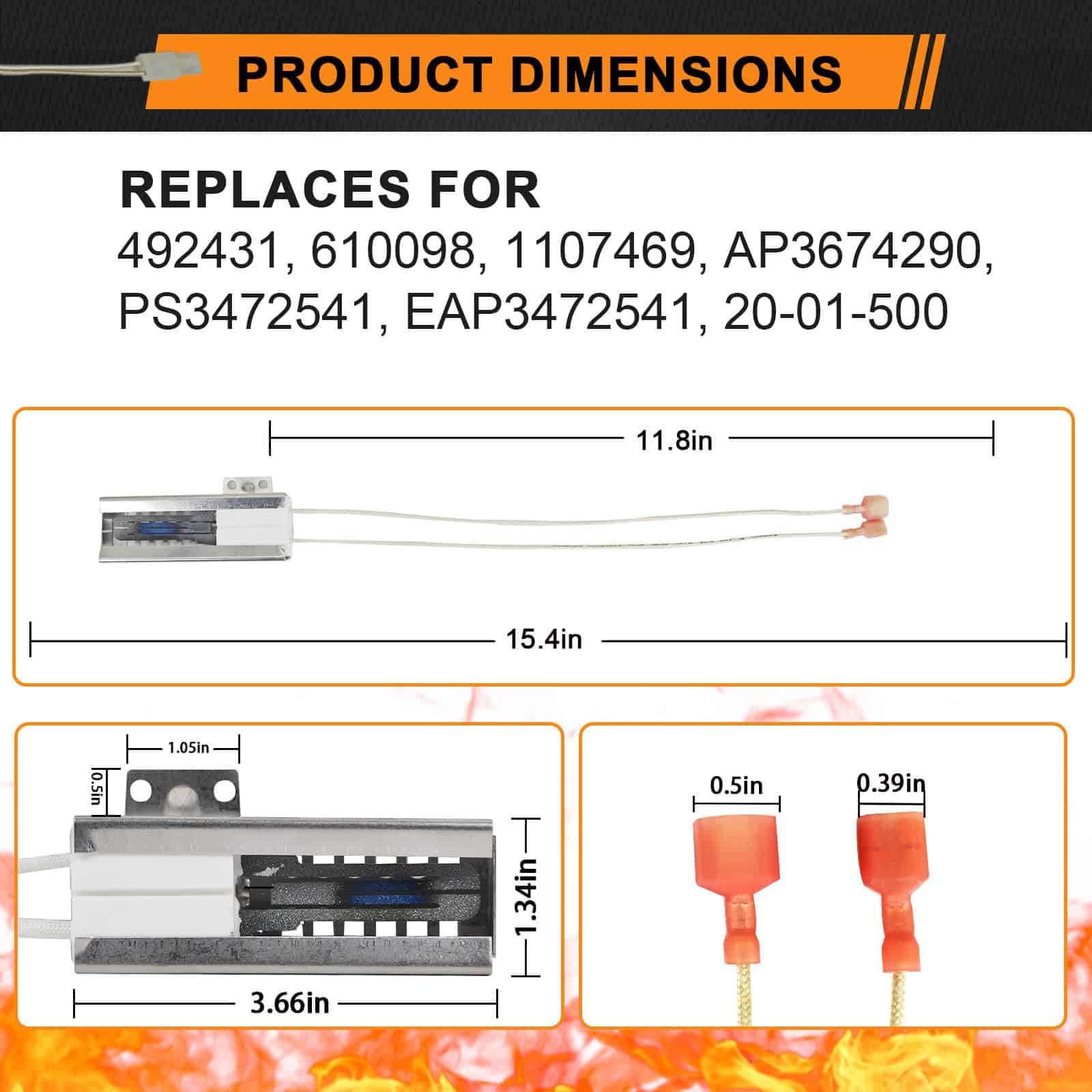Upgraded 00492431 Ignitor Plano de Horno de Gas Compatible - Imagen 6