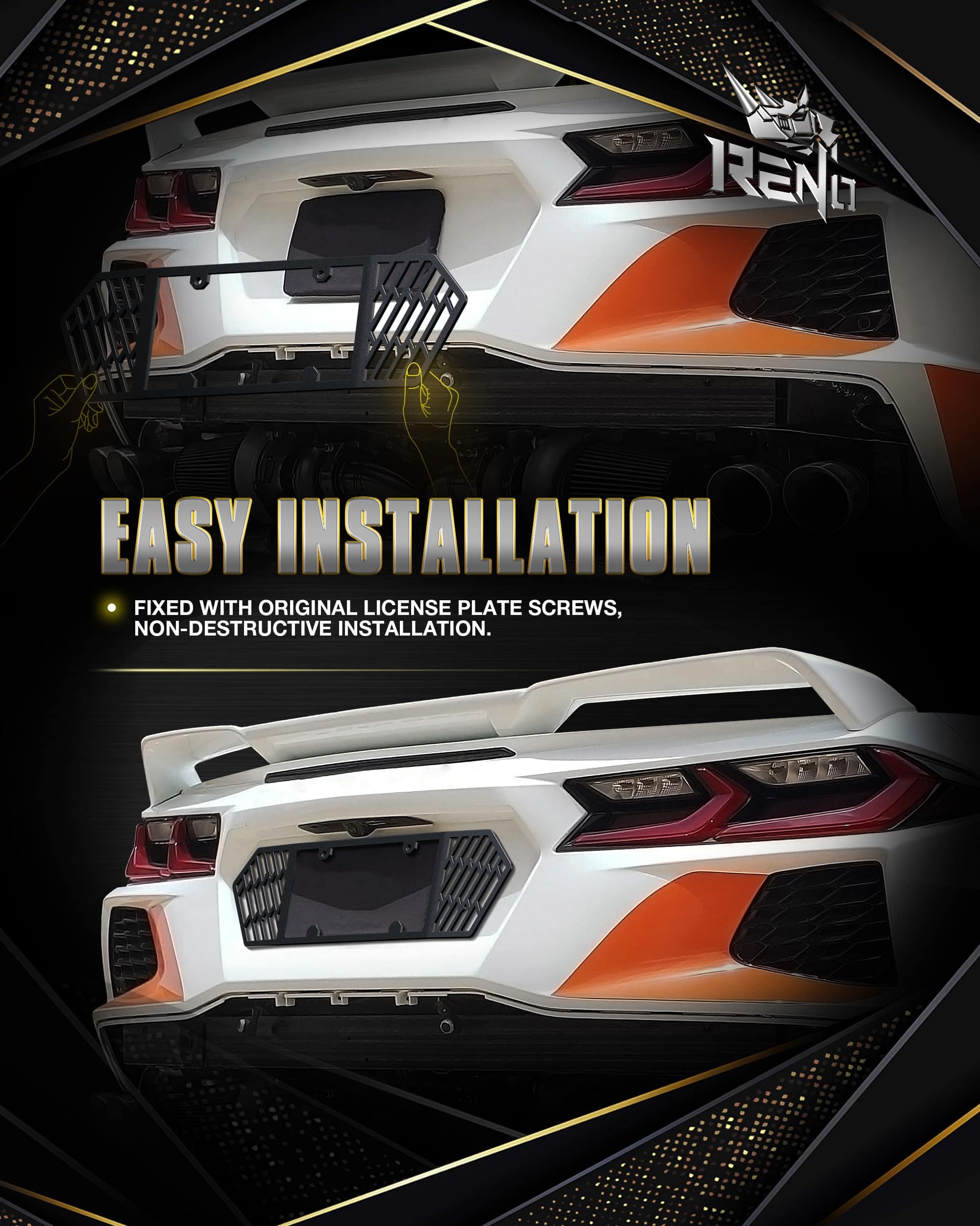 Marco de Placa de Matrícula Trasera RENO C8, de Aluminio - Imagen 6