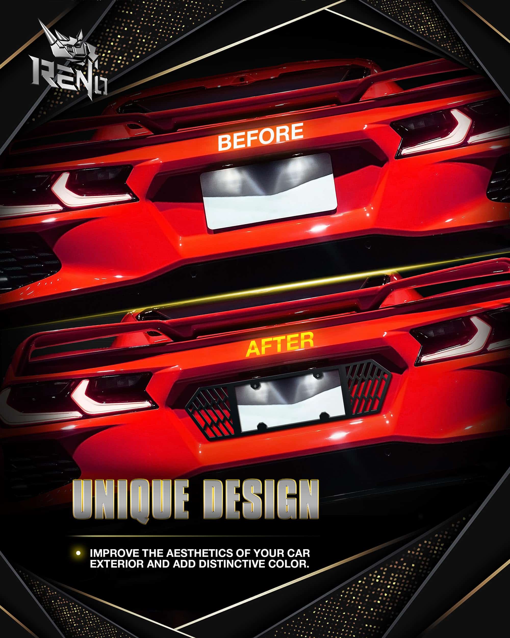 Marco de Placa de Matrícula Trasera RENO C8, de Aluminio - Imagen 7