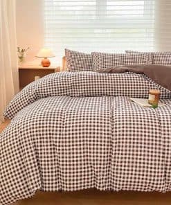 Juego de Funda Nórdica NSNLGSGC Mocha Gingham Queen, Patrón