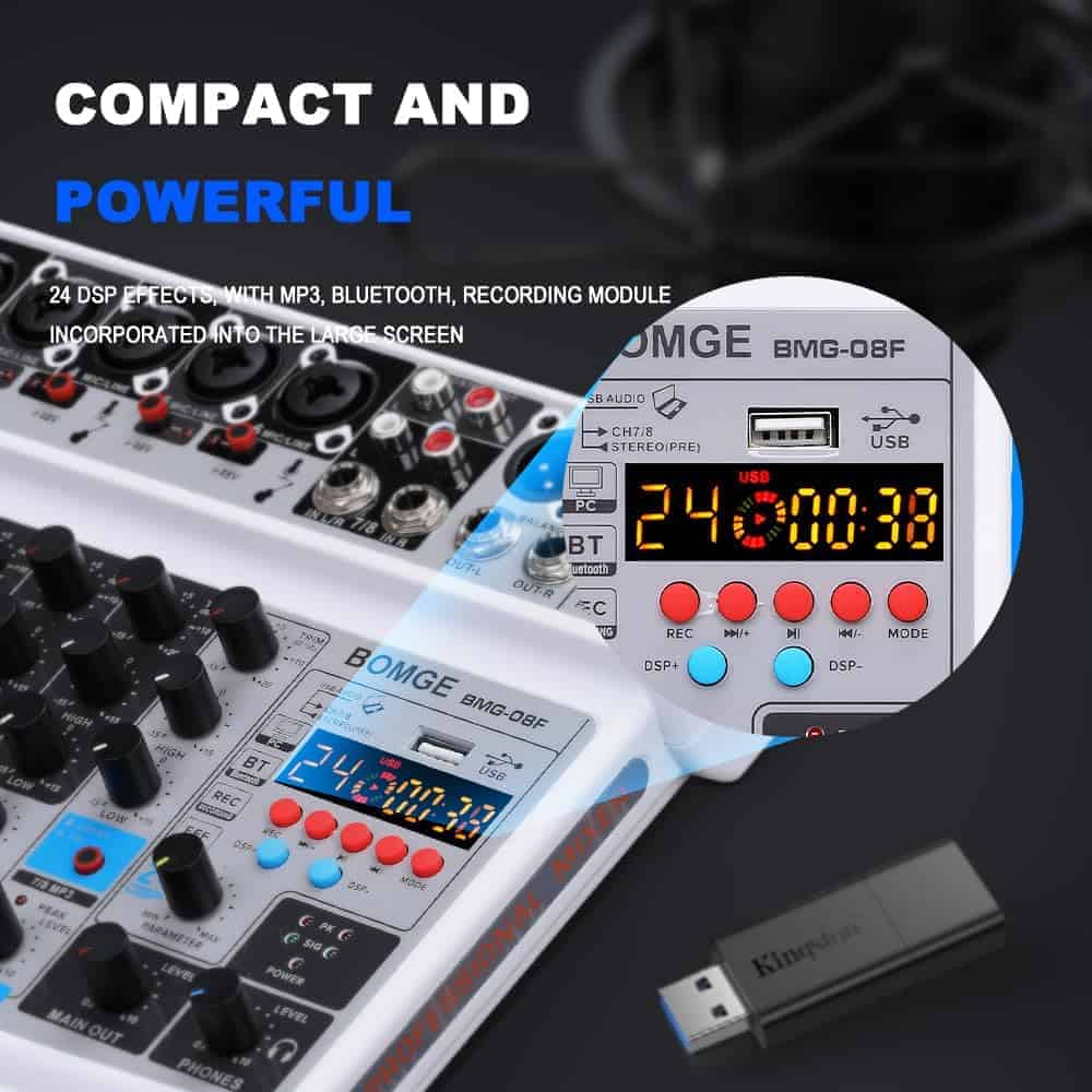 Mezclador de audio de 8 canales BOMGE Line Mixer DC 5V con - Imagen 6
