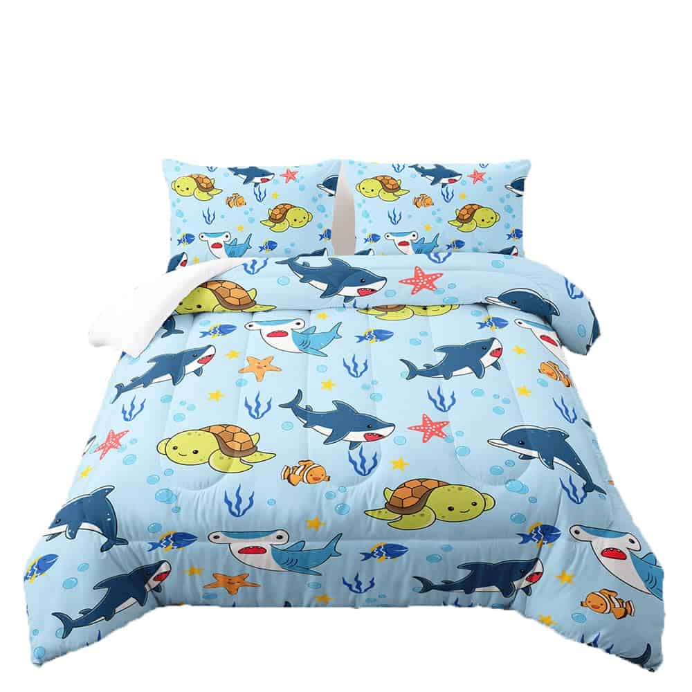 Juego de Ropa de Cama Suncloris 3D Color Tortuguita Tiburón