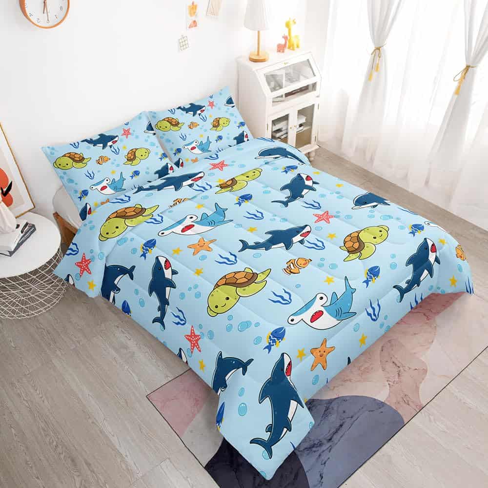 Juego de Ropa de Cama Suncloris 3D Color Tortuguita Tiburón - Imagen 4