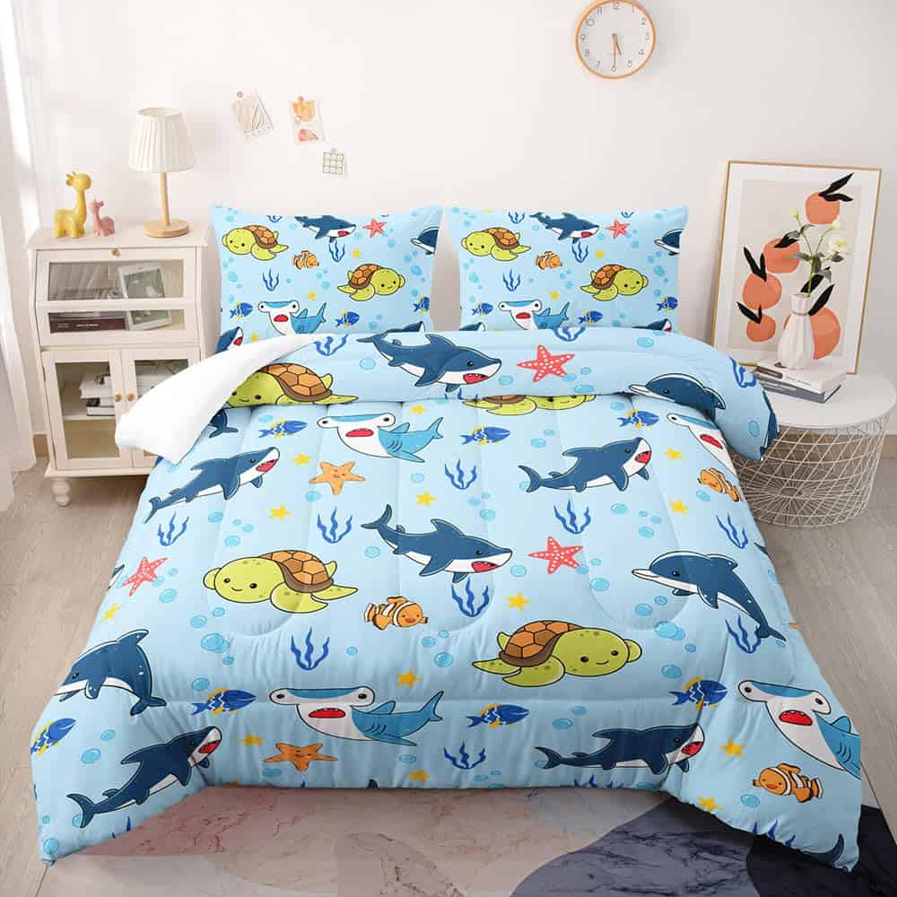 Juego de Ropa de Cama Suncloris 3D Color Tortuguita Tiburón - Imagen 3