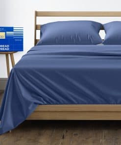 Juego de sábanas 100% algodón egipcio puro -Azul profundo
