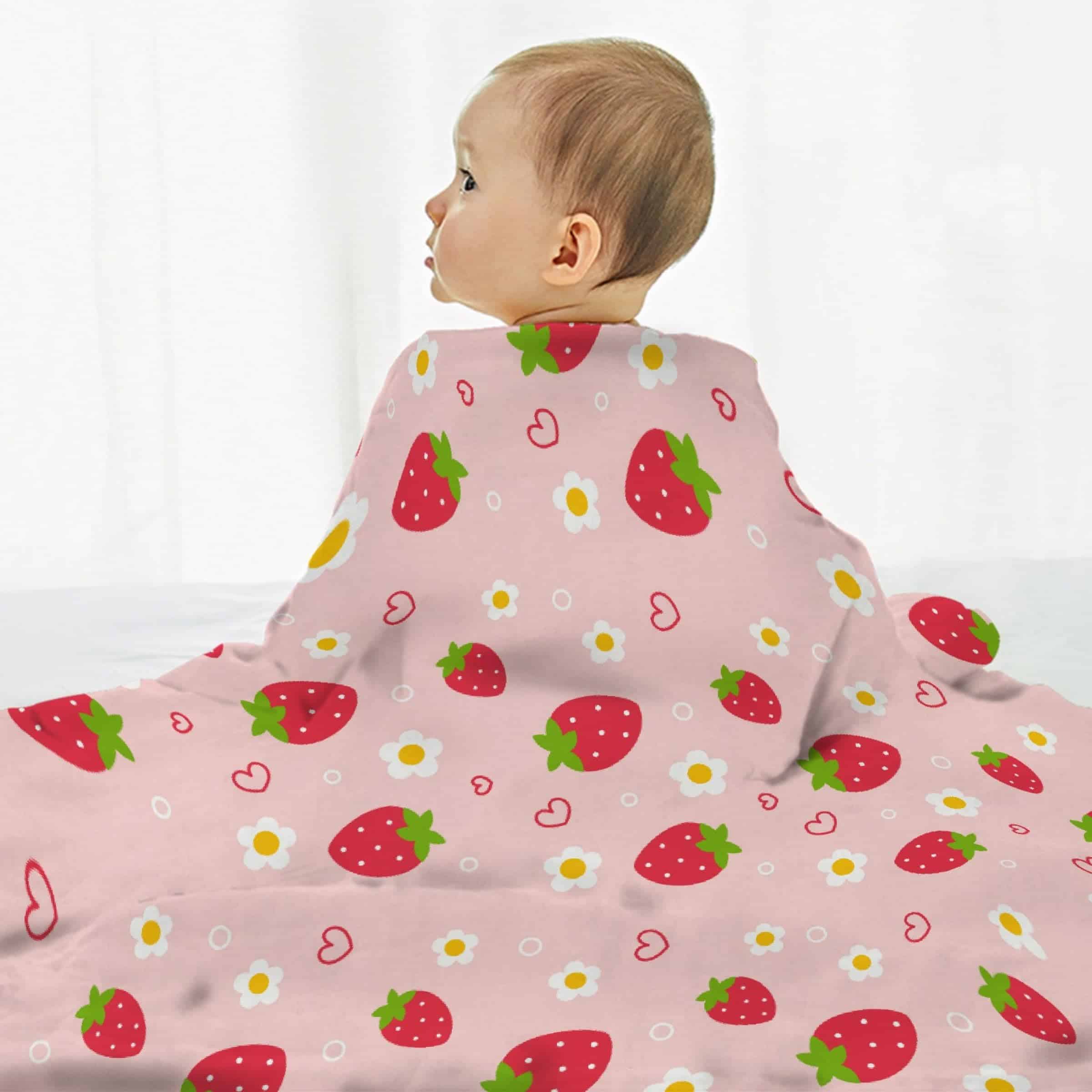 Manta de Fresas, Mantas de Fresas con Flores, Regalo para - Imagen 6