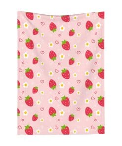 Manta de Fresas, Mantas de Fresas con Flores, Regalo para