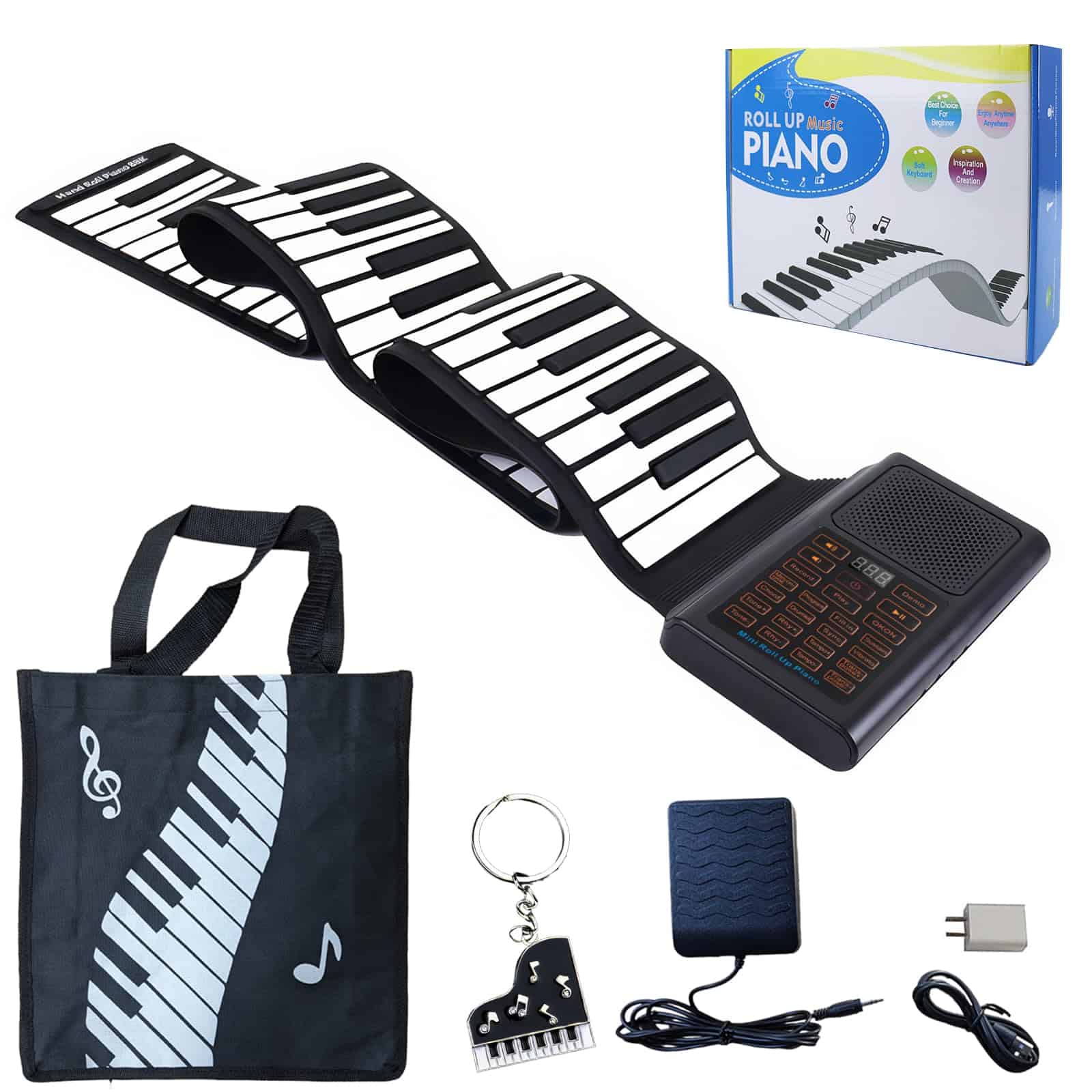Piano flexible de 88 teclas con pedales, teclado