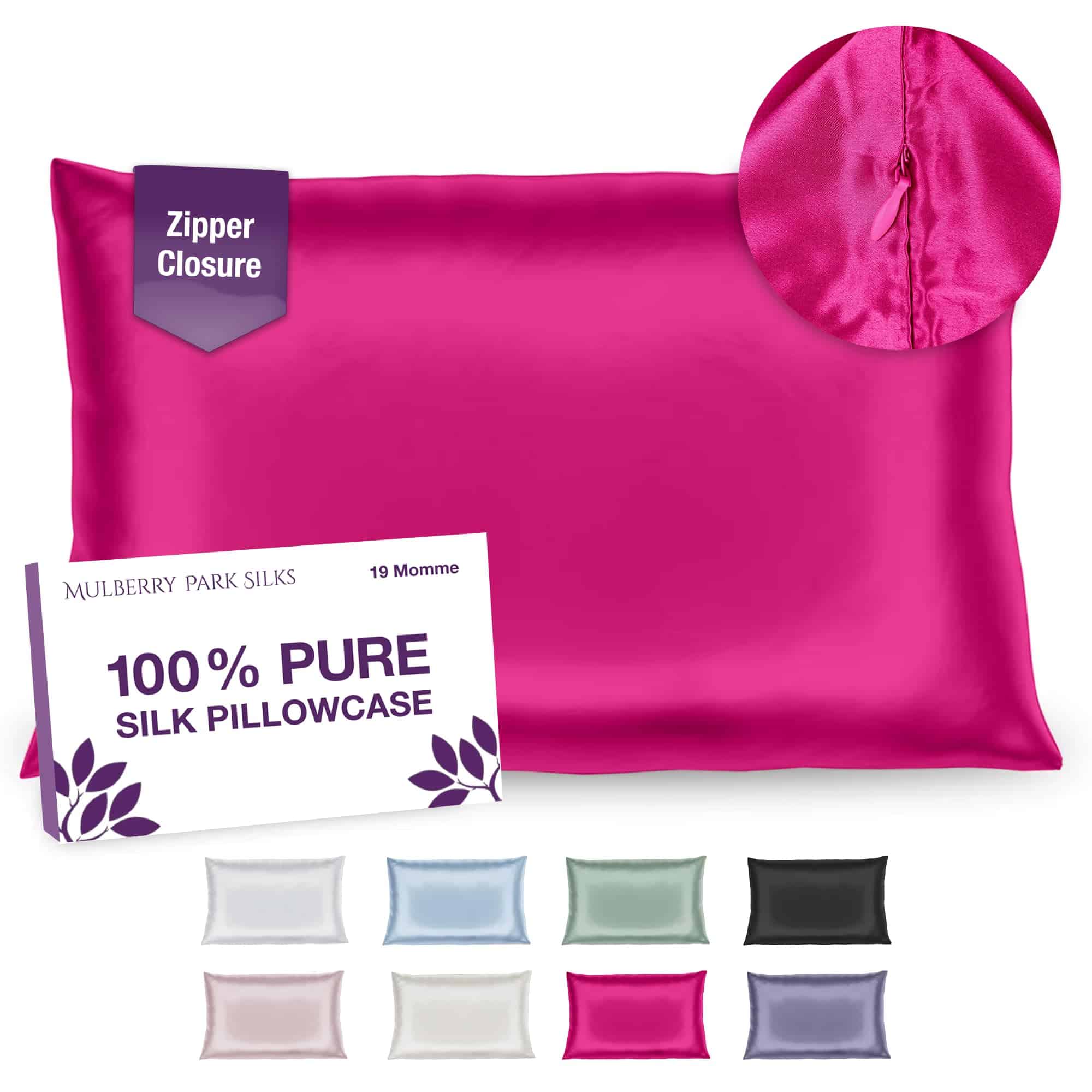 Funda de Almohada de Seda 100% Mulberry Park -Magenta