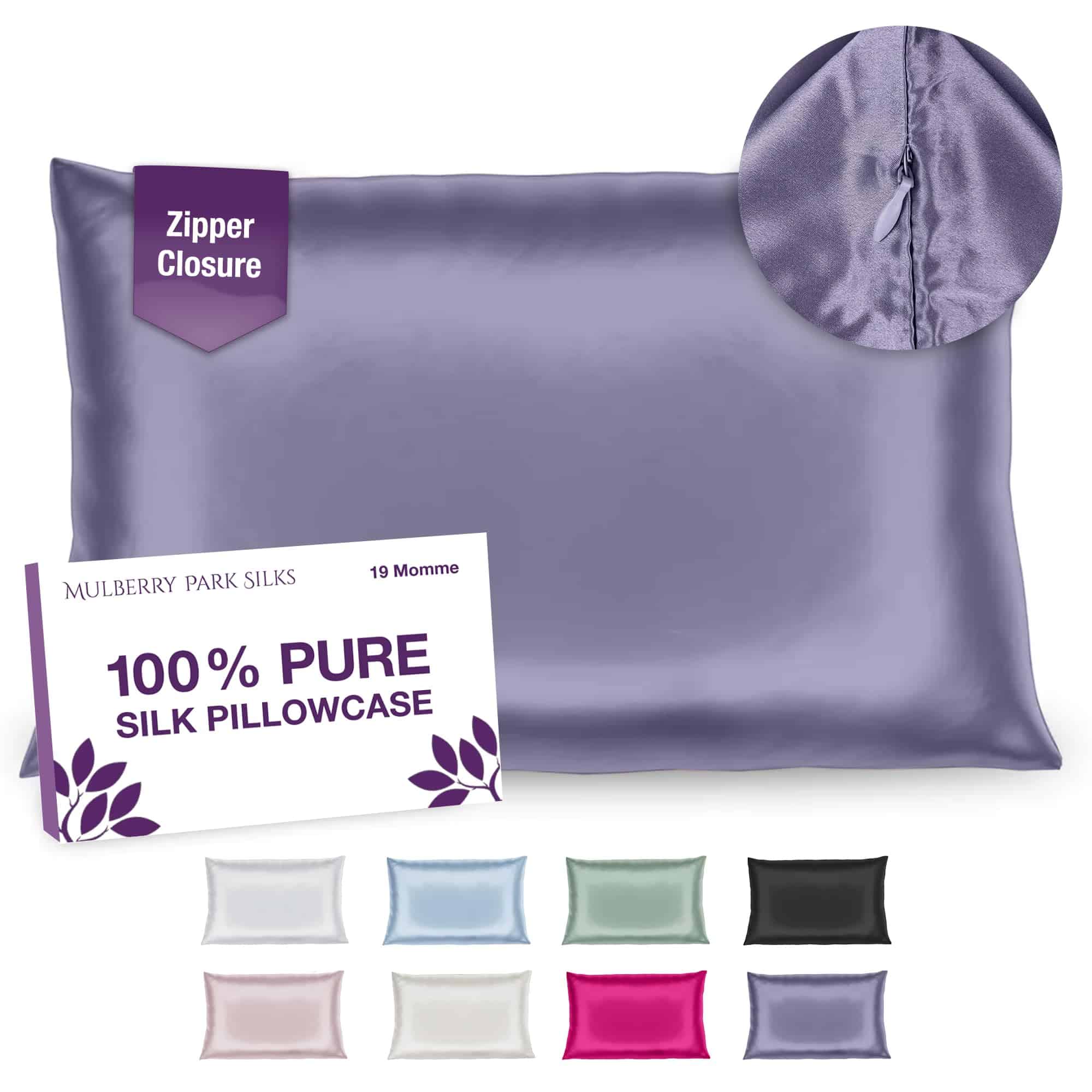 Funda de almohada de seda 100% Mulberry Park -Lila