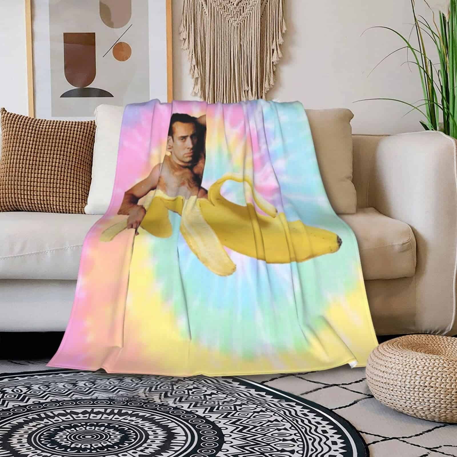 Manta de Lana de Plátano Divertida Súper Suave Ligera para