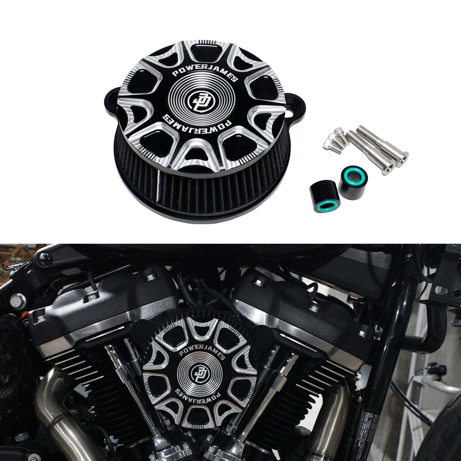 POWER JAMES Filtro de Aire de Admisión CNC de Aluminio