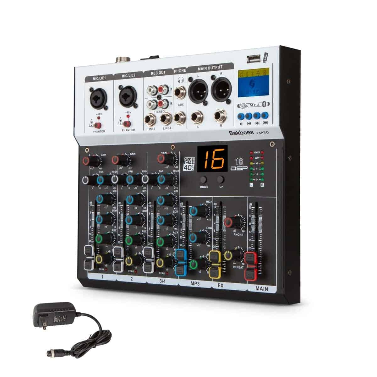 Mezcladora de Audio Profesional BEKBOES, 4 Canales, Entrada