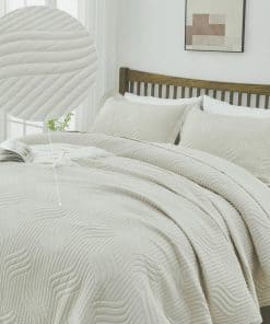 Edredón King SOElinens Beige Gris - Juego de edredón king