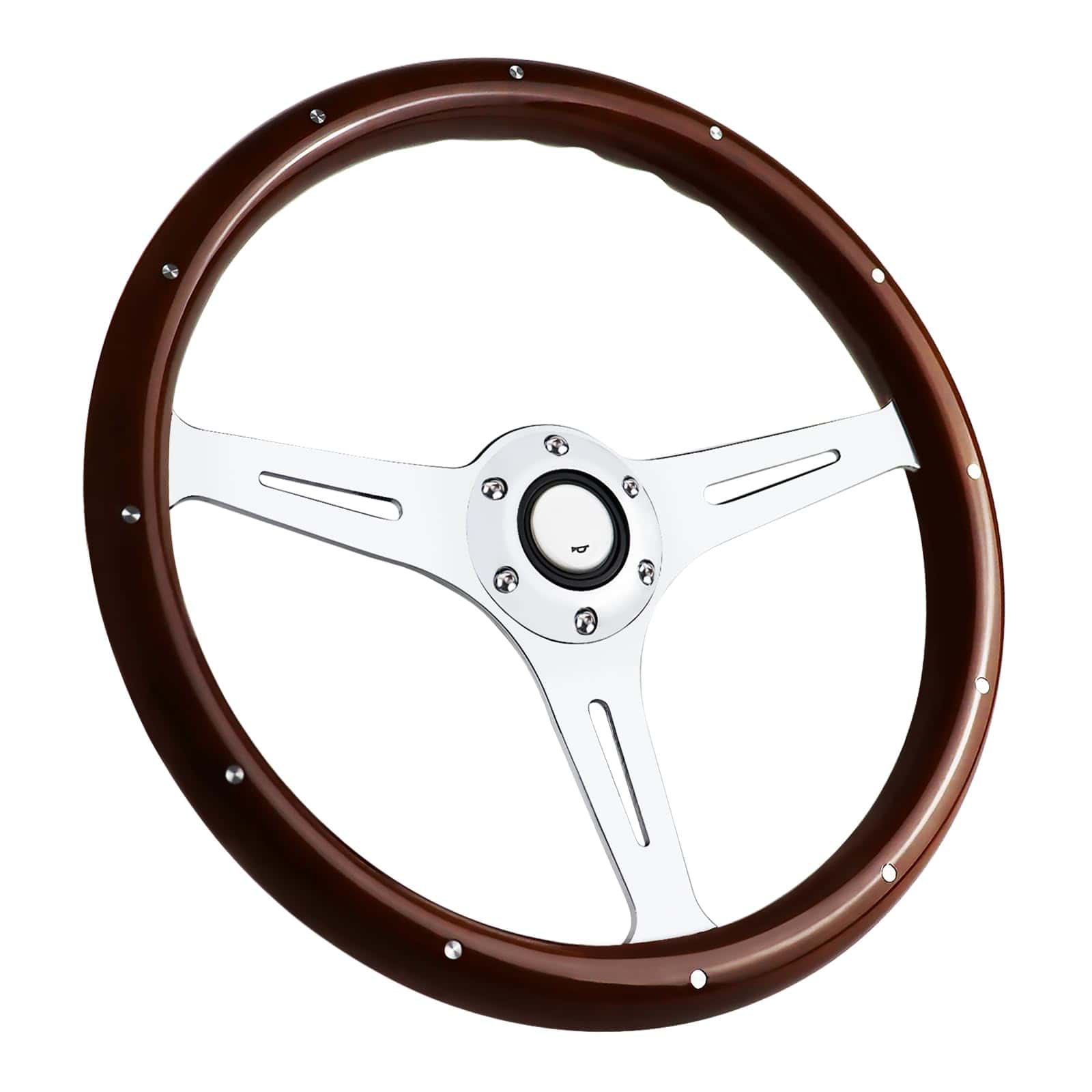 Volante de Carreras de Madera con Remaches de 15" 6 Pernos