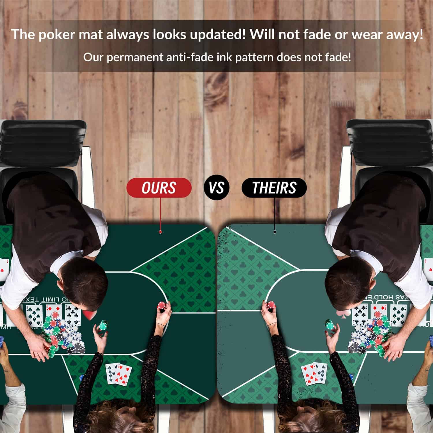 Tapete de Póker Texas Hold'em nuveti de 70 x 35 pulgadas, - Imagen 7