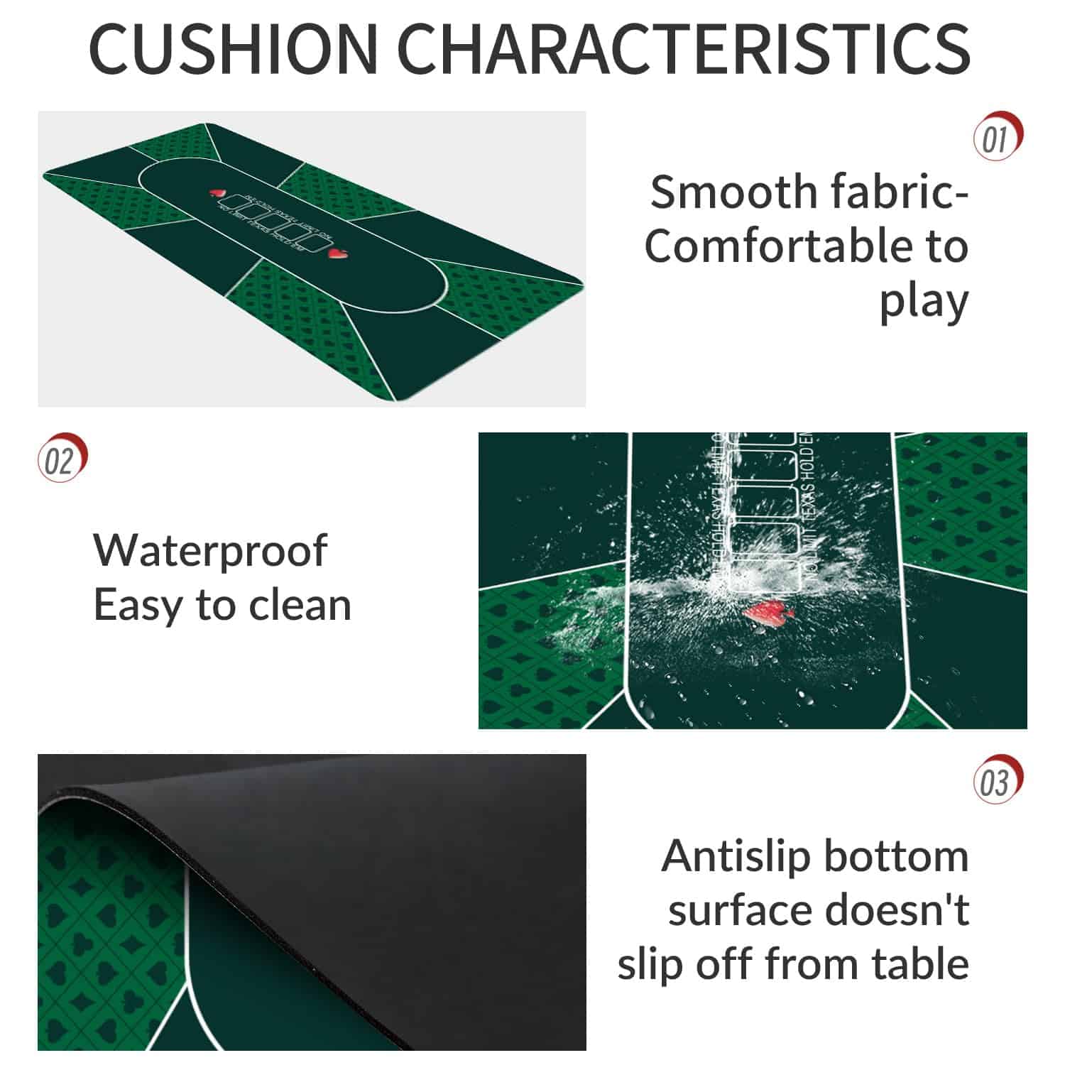 Tapete de Póker Texas Hold'em nuveti de 70 x 35 pulgadas, - Imagen 4