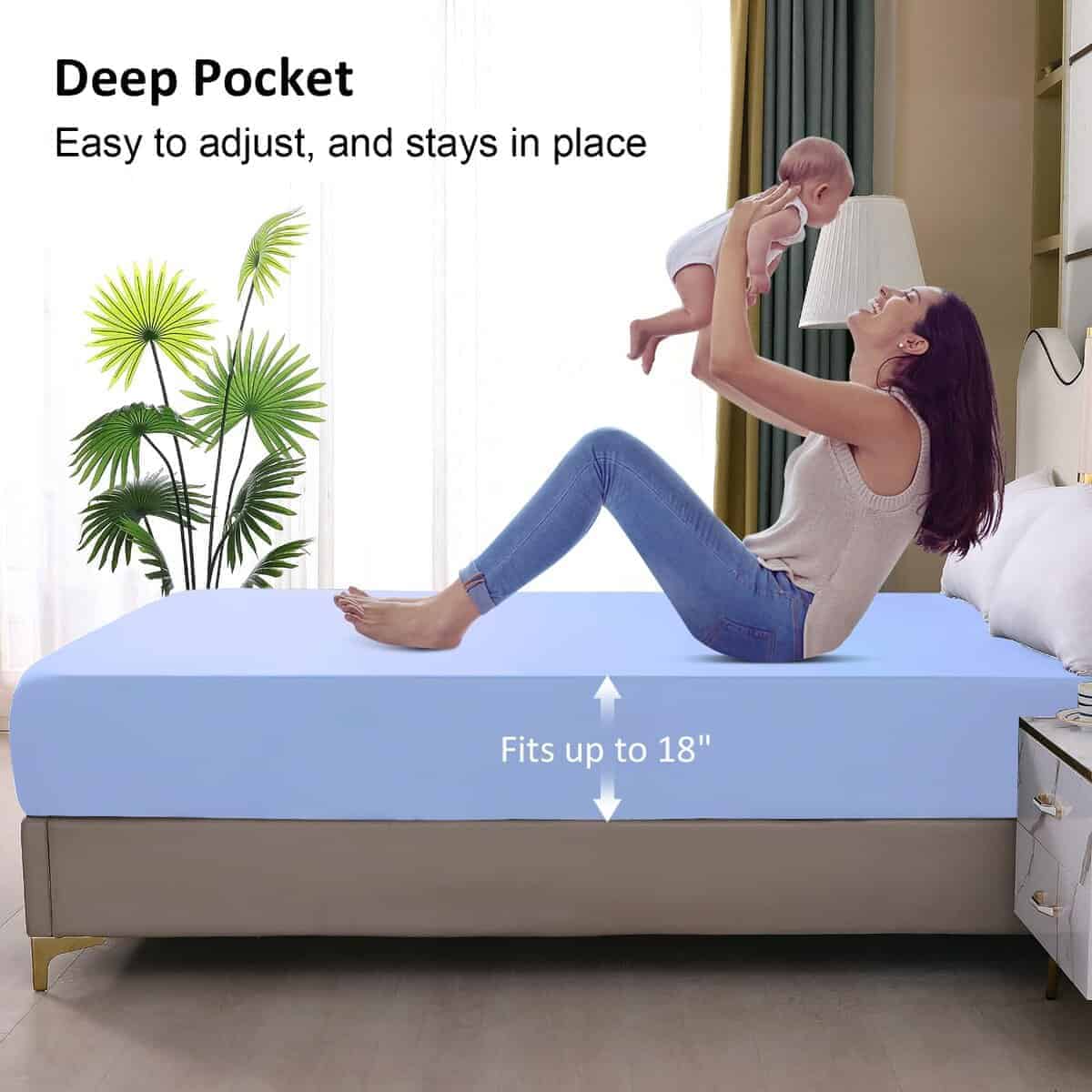 Protector de colchón impermeable King, -Azul Cielo - Imagen 5