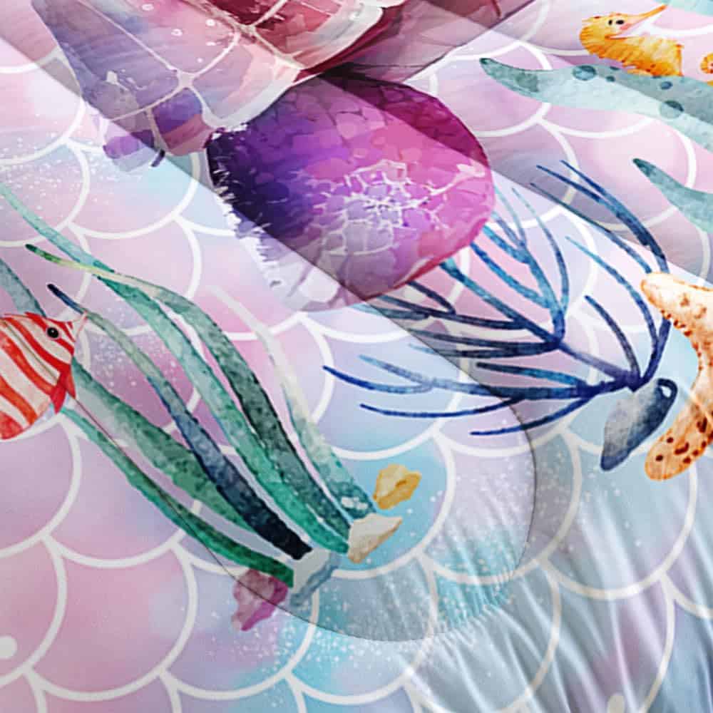 Set de Edredón de Tortuga Marina Floral Lindo para Niñas - Imagen 4