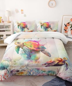 Suncloris Juego de Colcha de Tortuga Marina de Acuarela