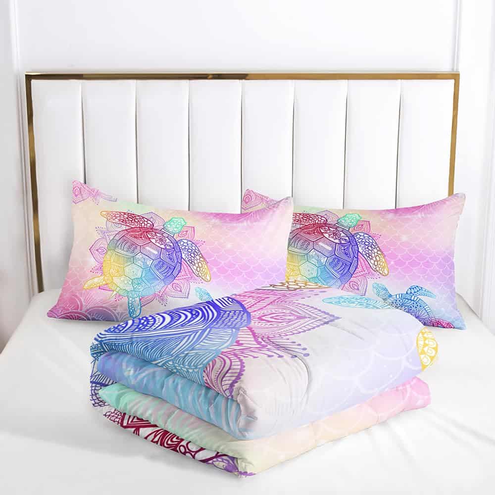 Juego de edredón Suncloris Mermaid Fish Scales para niñas - Imagen 5