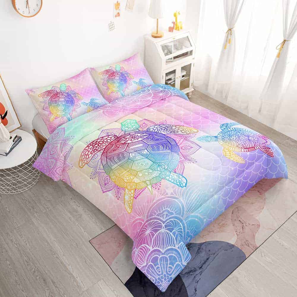 Juego de edredón Suncloris Mermaid Fish Scales para niñas - Imagen 3