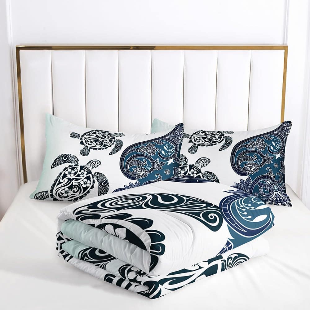 Juego de edredón Suncloris Mandala Sea Turtle para niñas, - Imagen 5