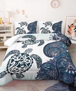 Juego de edredón Suncloris Mandala Sea Turtle para niñas,