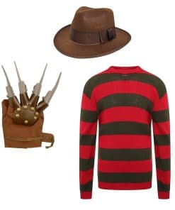 Conjunto de suéter, sombrero y guantes de punto para