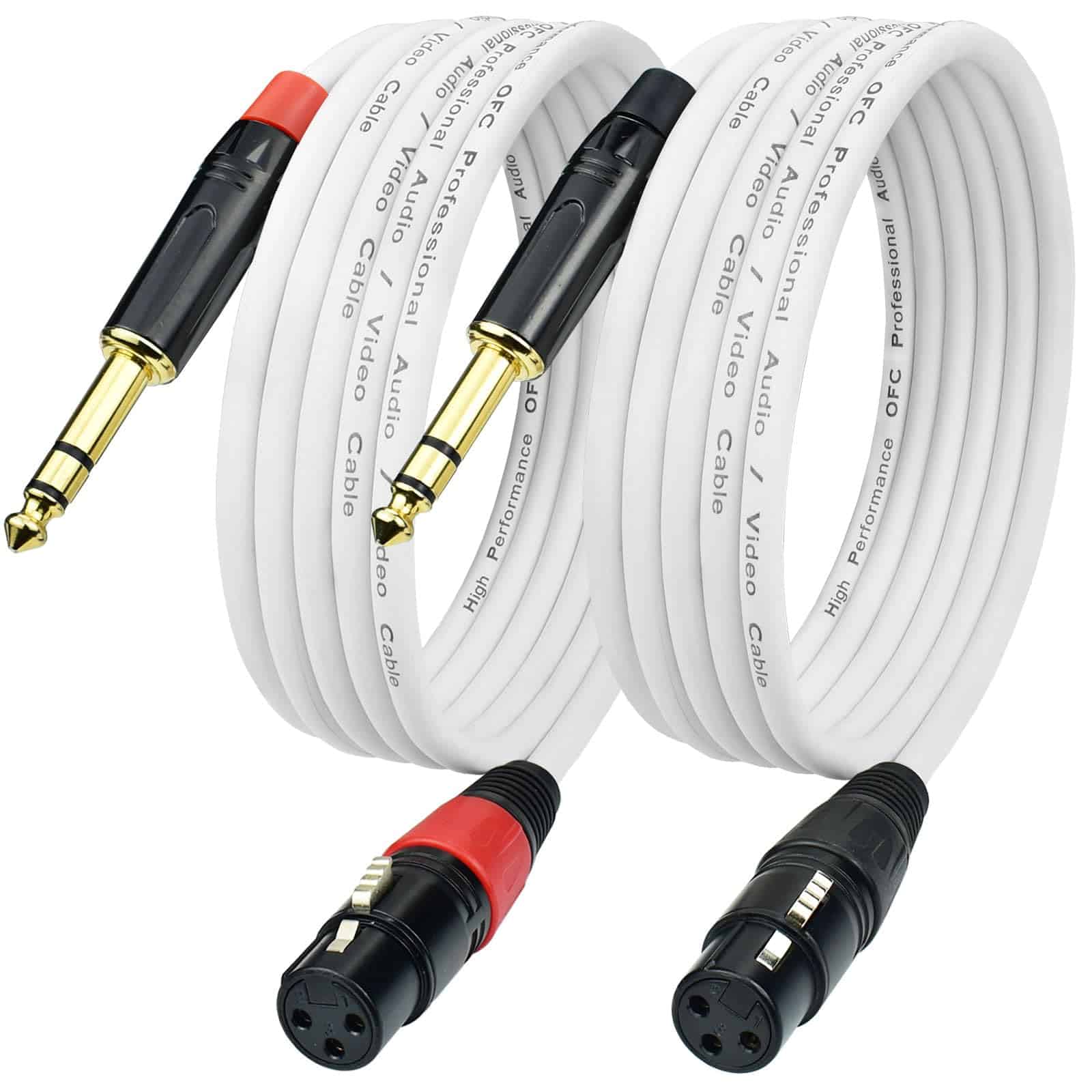 Cable de micrófono XLR Hembra a 1/4, 10 pies, Balanceado
