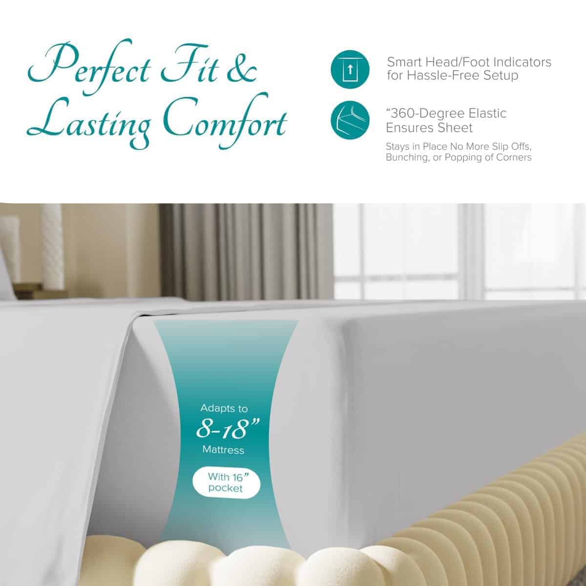 Carressa Linen Juego de Sábanas de Algodón Egipcio 100% - Imagen 6