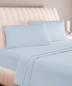 Juego de sábanas de lujo de lino -Azul Cielo