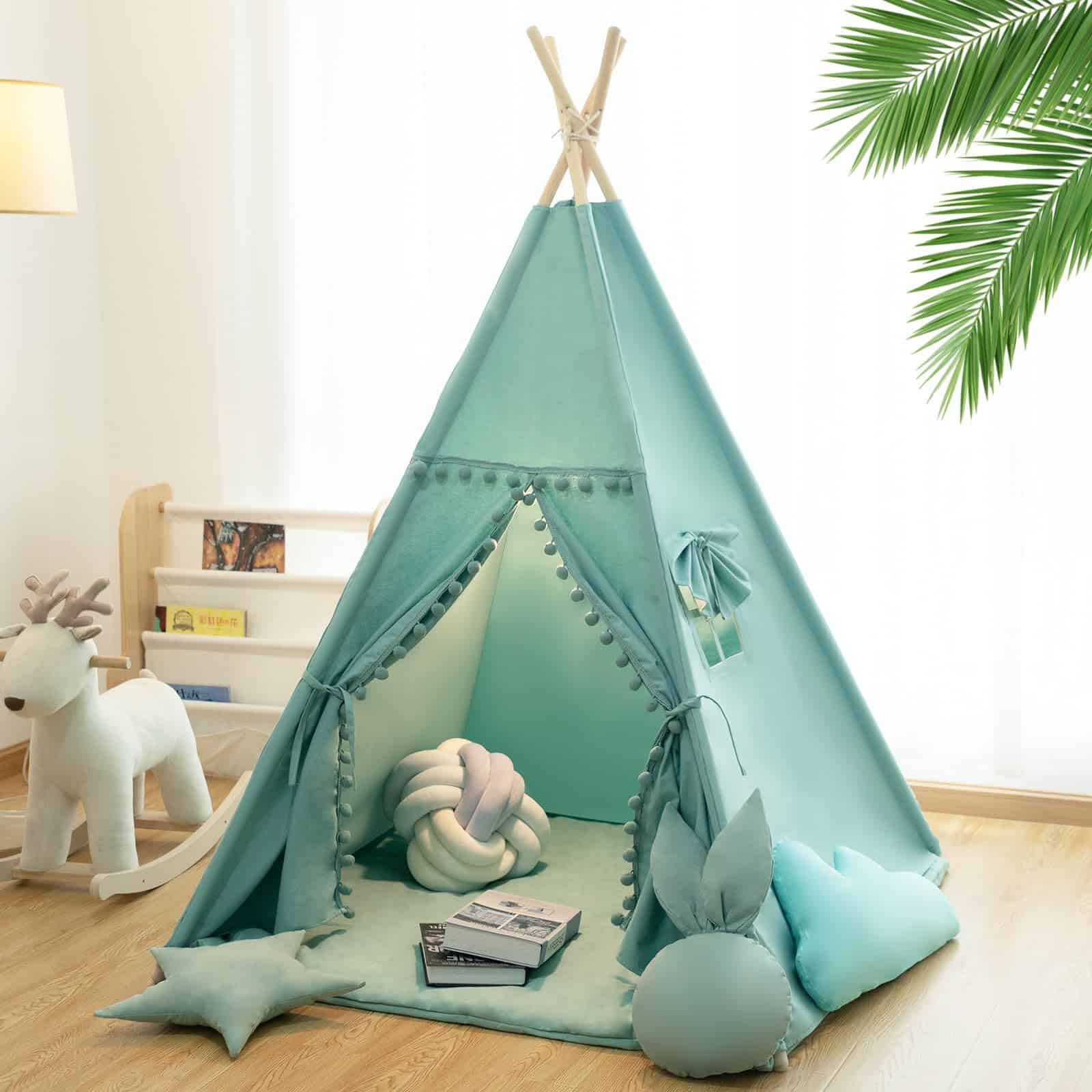 Tienda de Campaña Teepee para Niños con Alfombra, Luces de