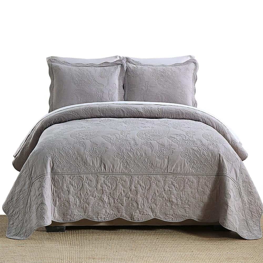 Juego de Colcha Acolchada de Cama de Jacquard de Algodón