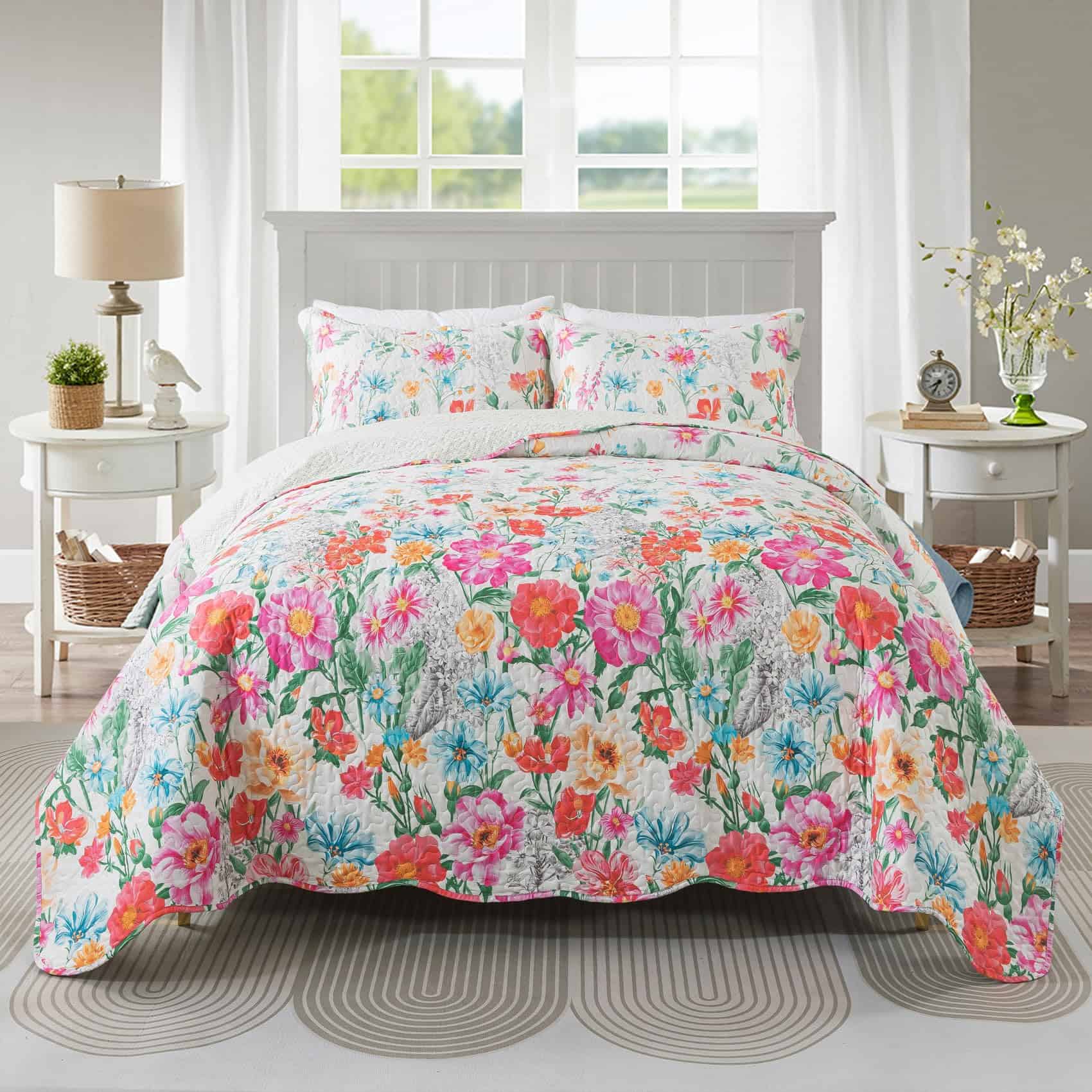 Juego de Colcha Travan Floral para Cama King, Colcha - Imagen 4