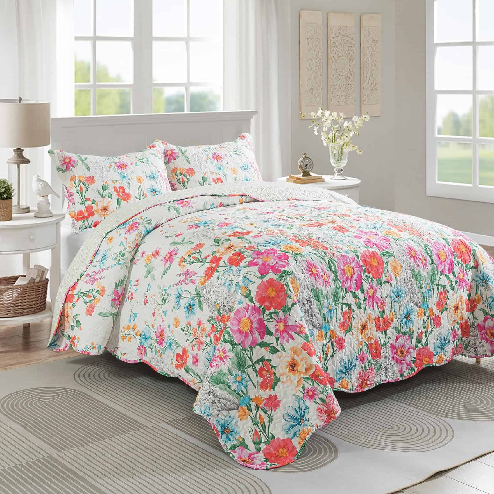 Juego de Colcha Travan Floral para Cama King, Colcha - Imagen 3