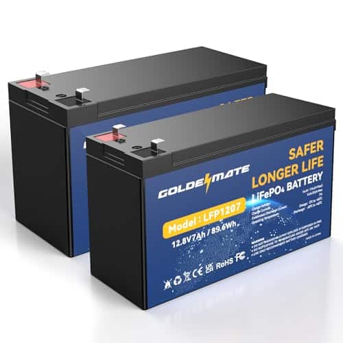 Batería de Litio LiFePO4 GOLDENMATE 12V 7Ah (Paquete de 2),