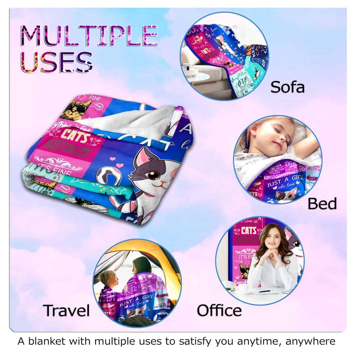 Manta de Gato Ultra Suave de Franela Ligera Acogedora para - Imagen 6