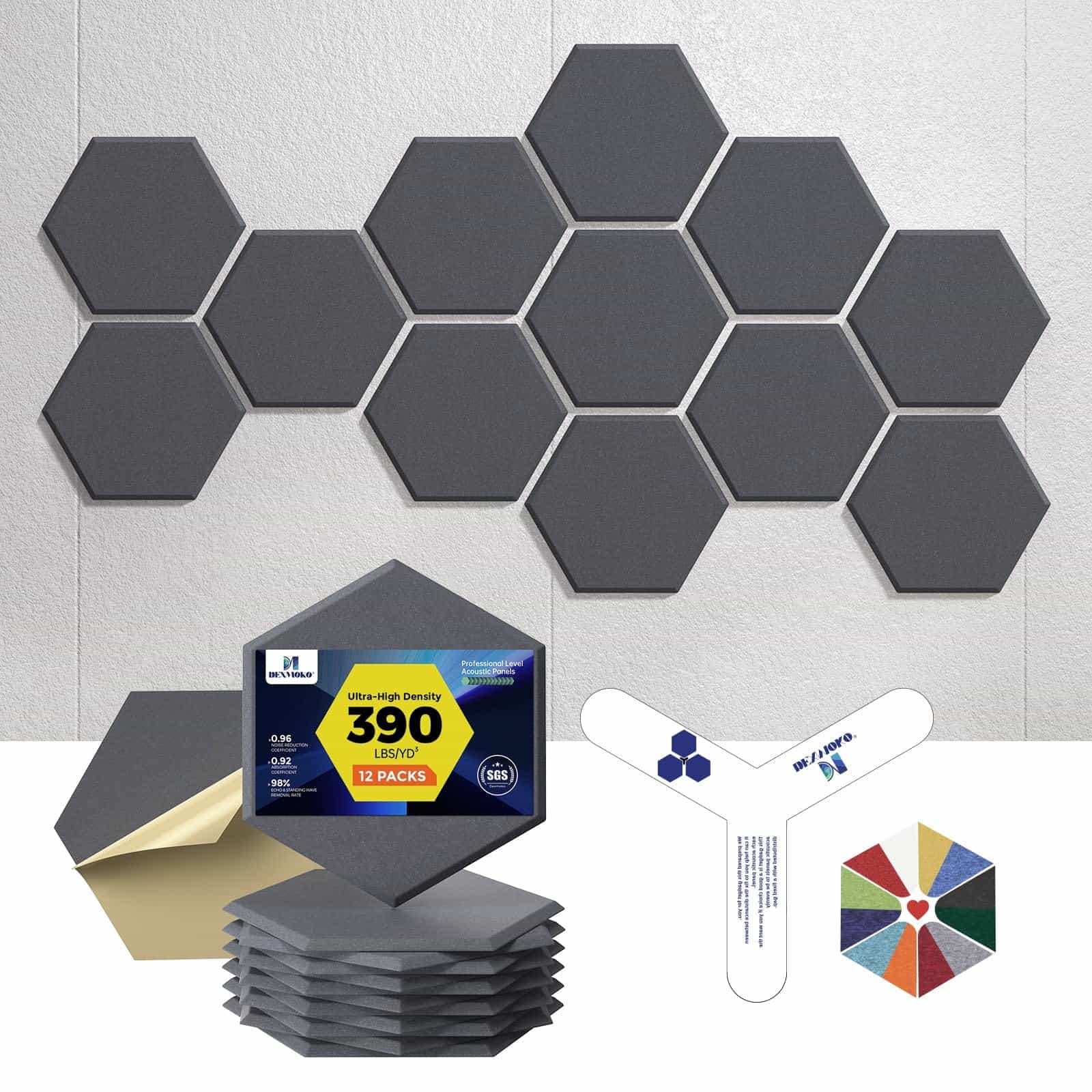 Paneles Acústicos Autoadhesivos Dexmoko [390 -Gris Oscuro