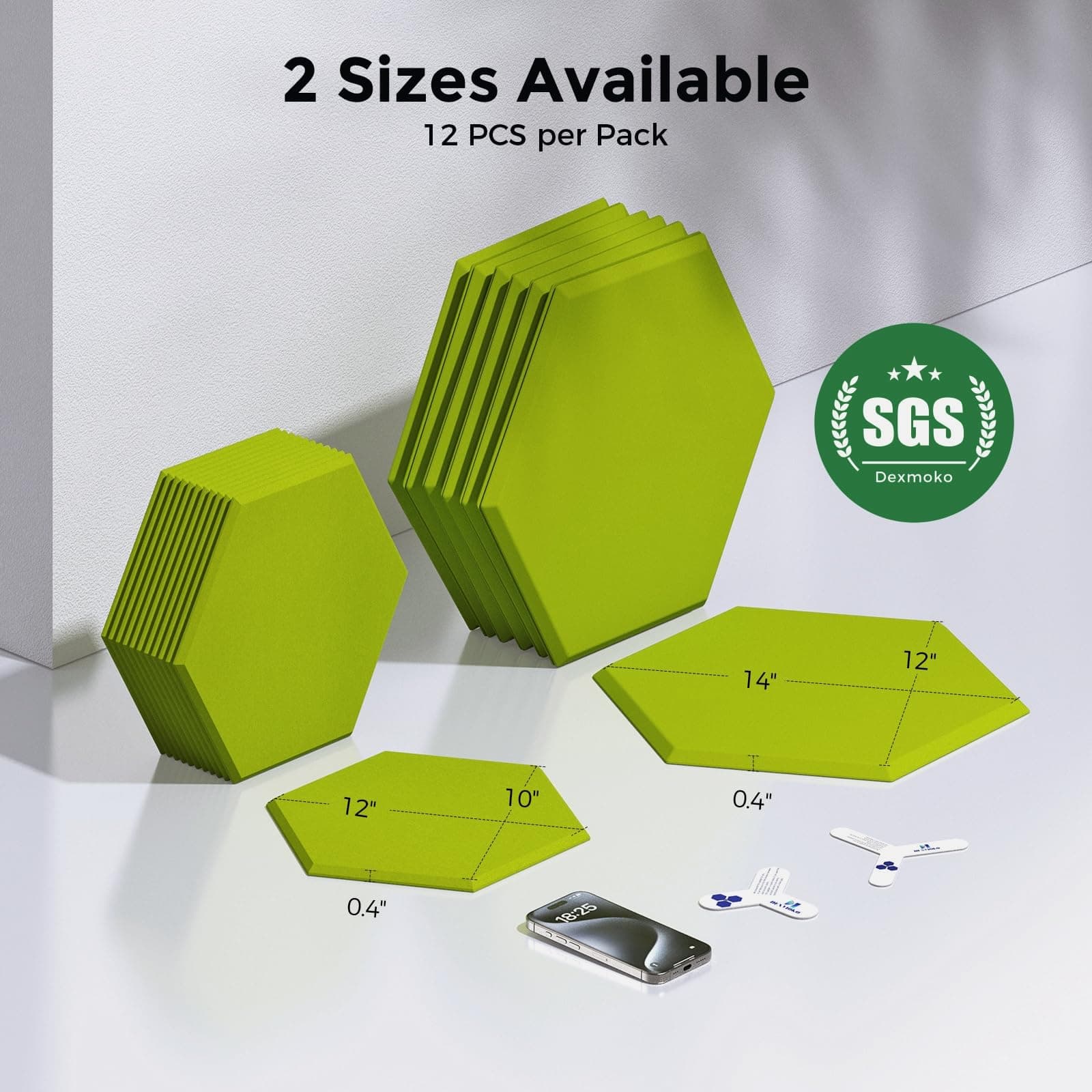 Paneles Acústicos Autoadhesivos Dexmoko -Verde Fruta - Imagen 8