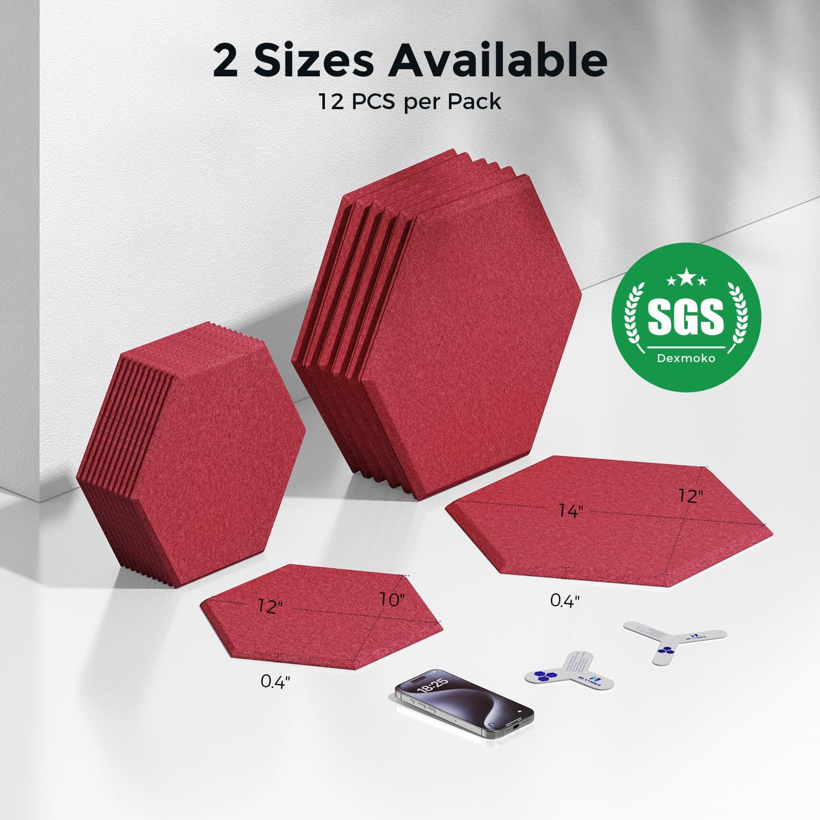 Paneles Acústicos Autoadhesivos Dexmoko [390 -Granate - Imagen 8