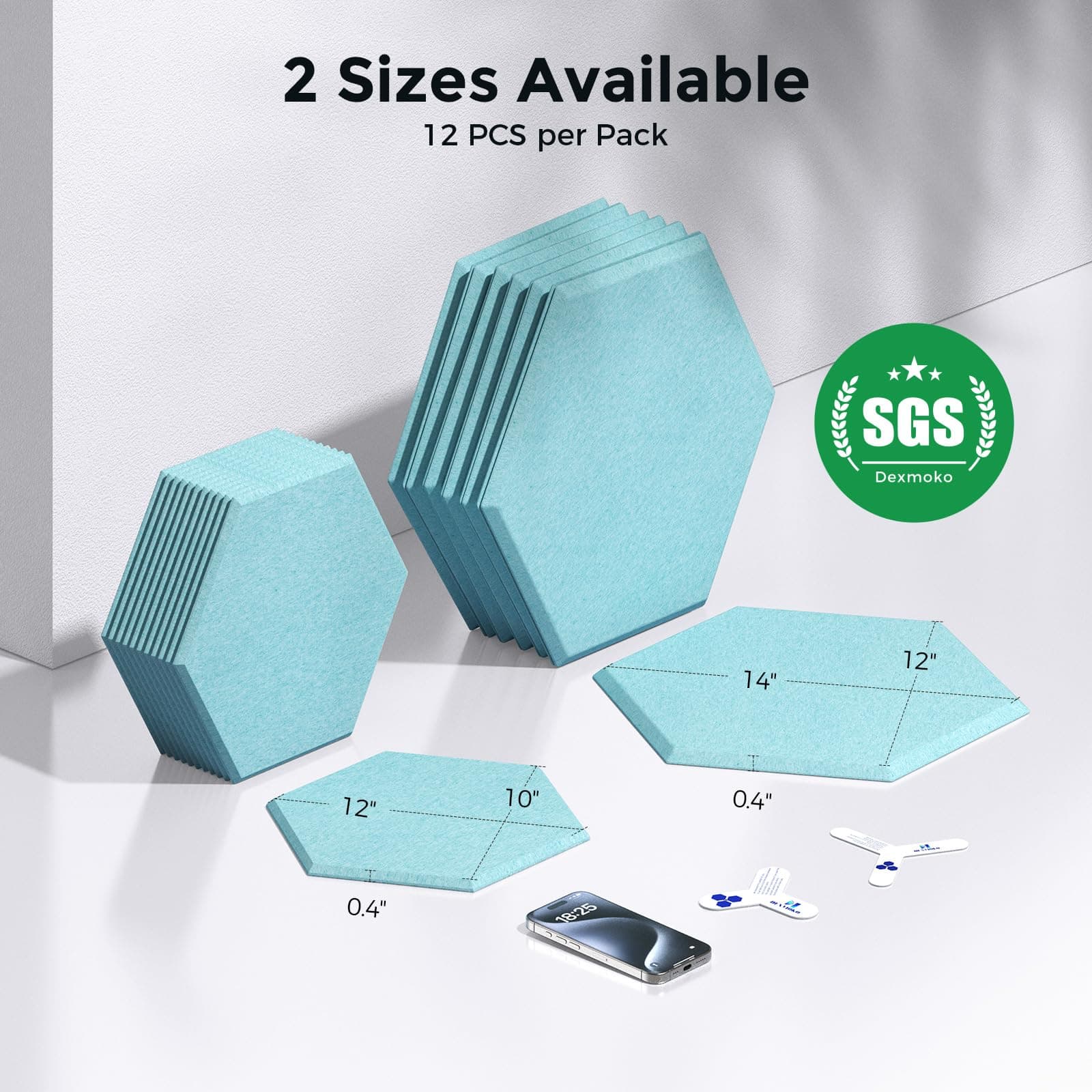 Paneles Acústicos Autoadhesivos Dexmoko [390 -Azul Cielo Cla - Imagen 8