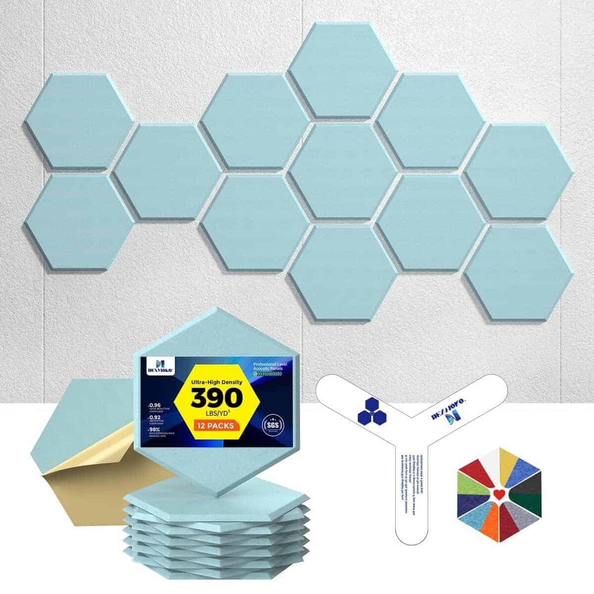 Paneles Acústicos Autoadhesivos Dexmoko [390 -Azul Cielo Cla