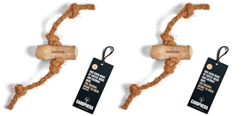 Mordedera para perro de madera de café y cuerda de coco -