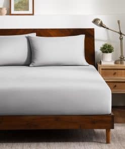 Juego de Sábana Ajustable + Fundas de Almohada -Gris Claro