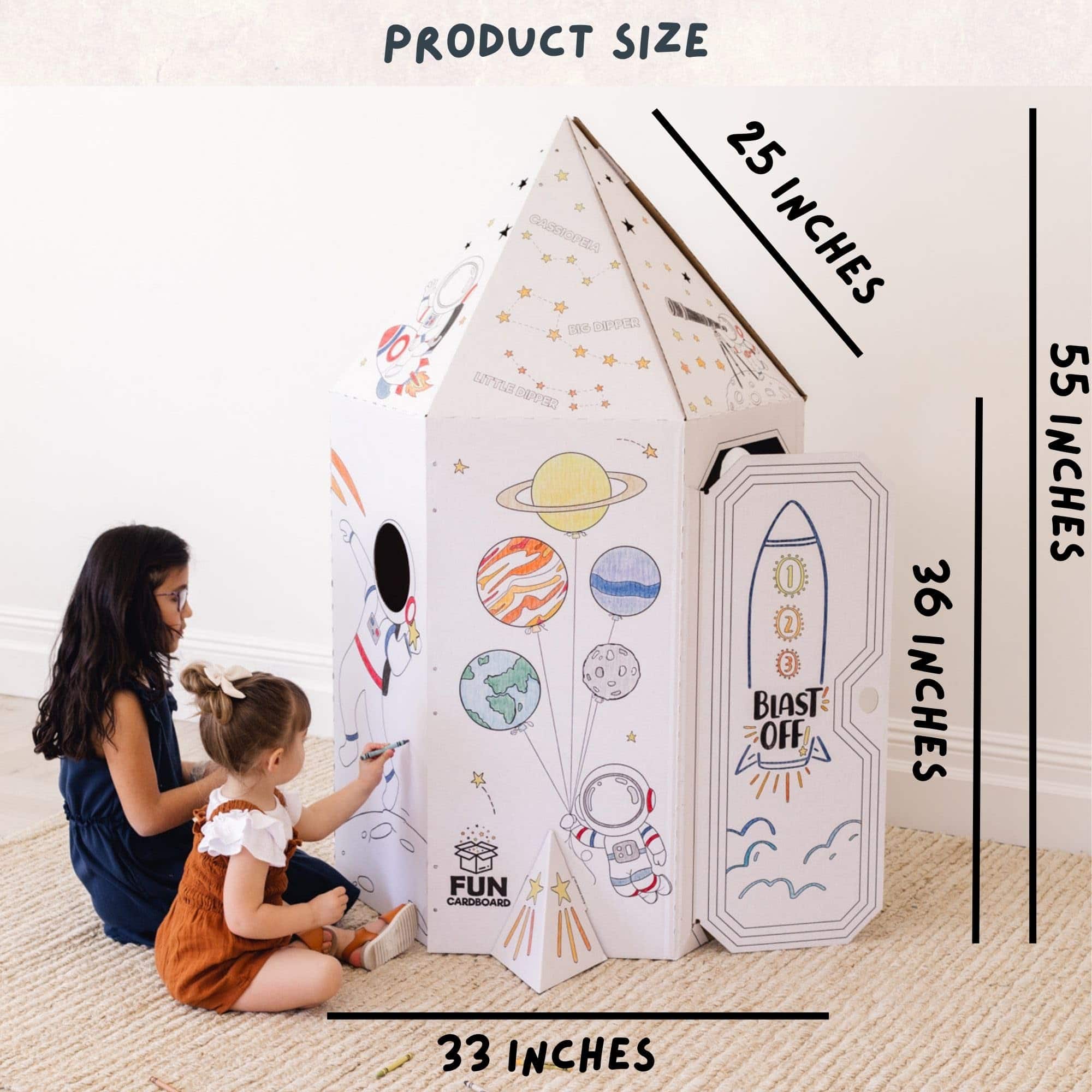 Cohete de Cartón Divertido para Colorear, Casa de Cartón - Imagen 5