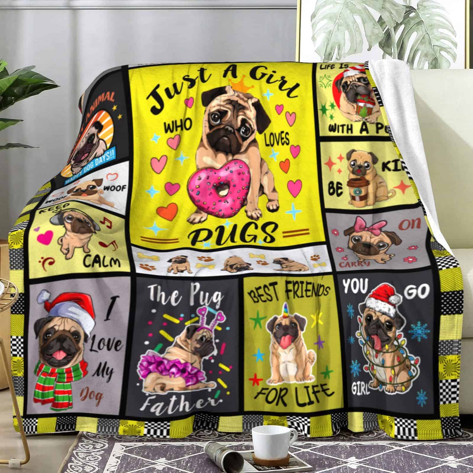 Manta de perro pug suave y cálida, la mejor manta de - Imagen 3